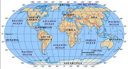 map of atlantic ocean with latitude and longitude